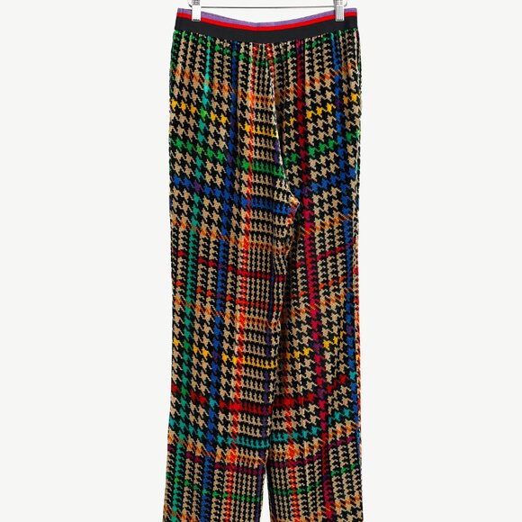Etro Beige & Black Multicoloured Houndstooth Velvet Pants - Picture 2 of 9